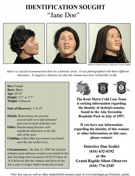 From Kent Metro Cold Case Team--Unidentified young woman found in Ada Township park
